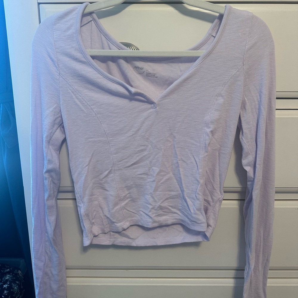 Aerie Light Purple Long Sleeve Shirt